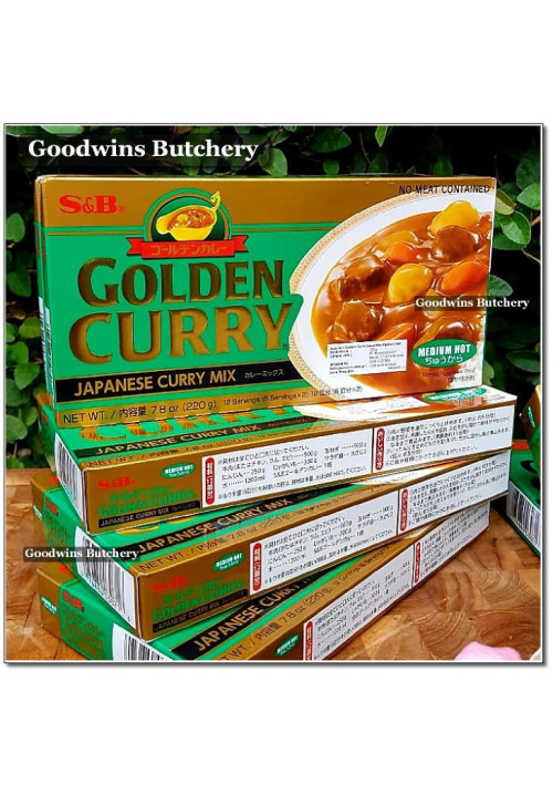 Paste curry block GOLDEN CURRY MEDIUM HOT S&B Food Japan 220gr 7.8oz BIG